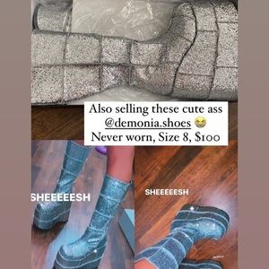 Demonia platforms, silver, size 8, never worn